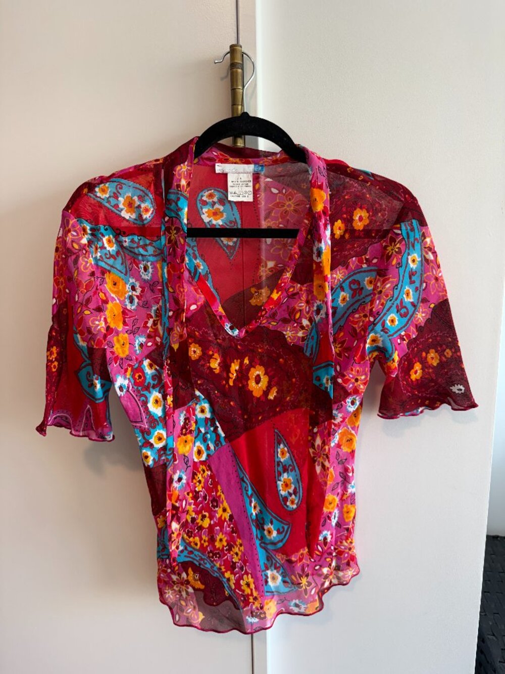 90s / Y2K Patterned Blouse Version Maille Made in Florence